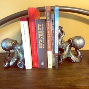 Set of 2 Octopus bookends silver